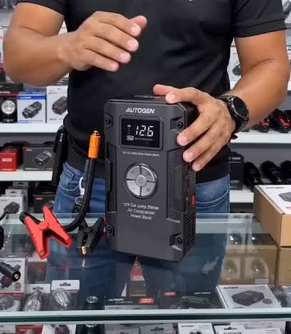 Arrancador+Compresor 4 en 1 para Emergencias Vehículos y más