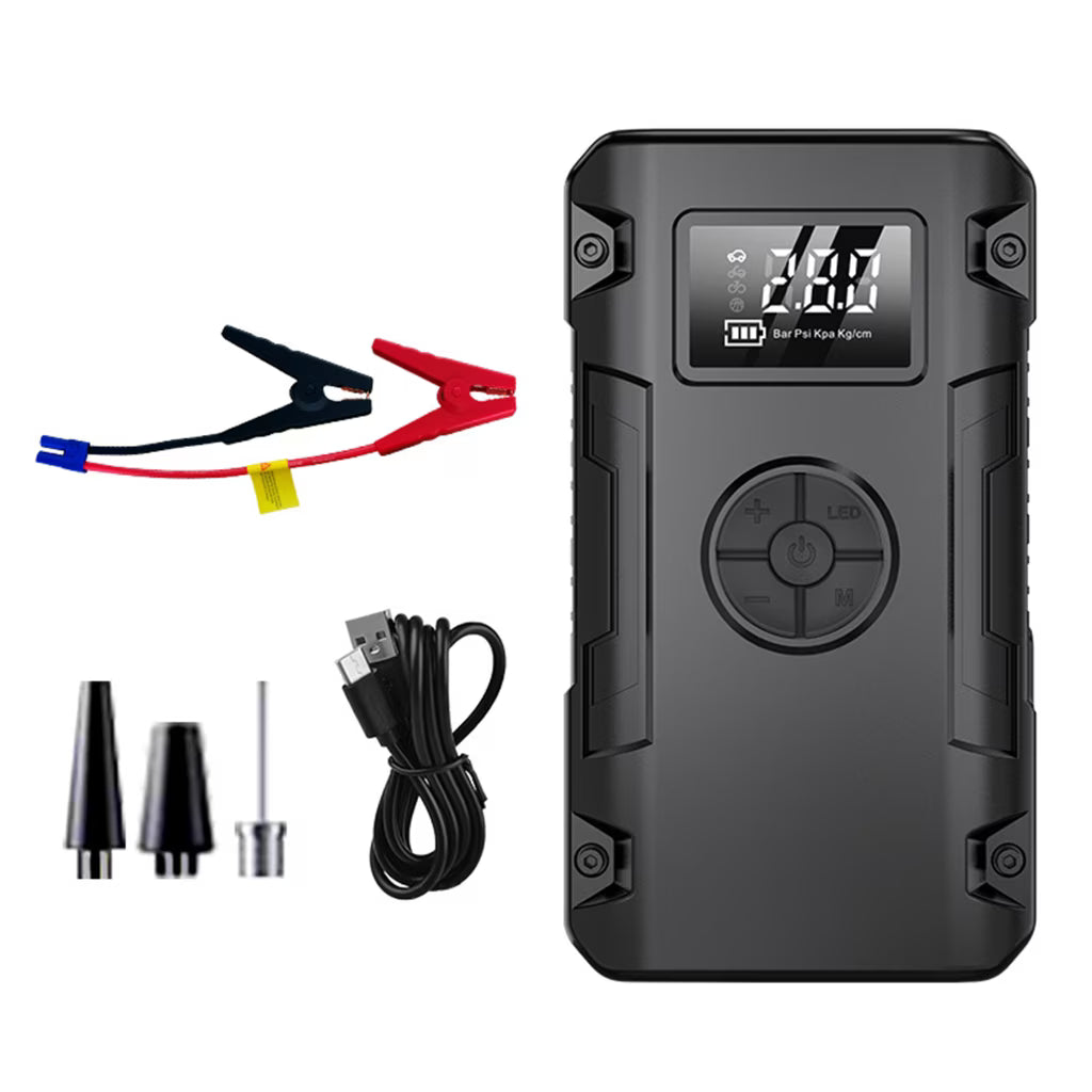 Arrancador+Compresor 4 en 1 para Emergencias Vehículos y más