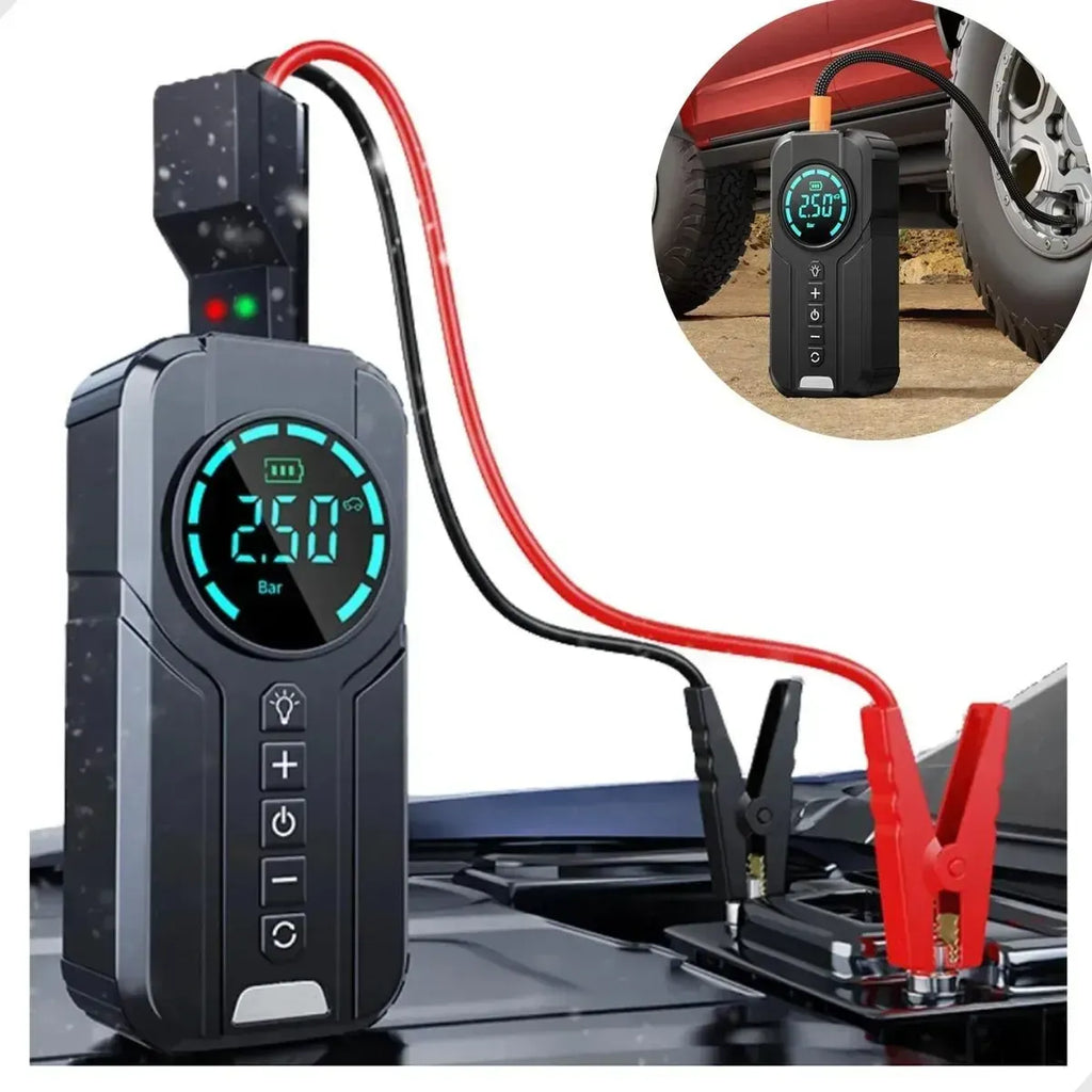 Arrancador Para Vehiculos y Compresor 4 en 1 para Emergencias!