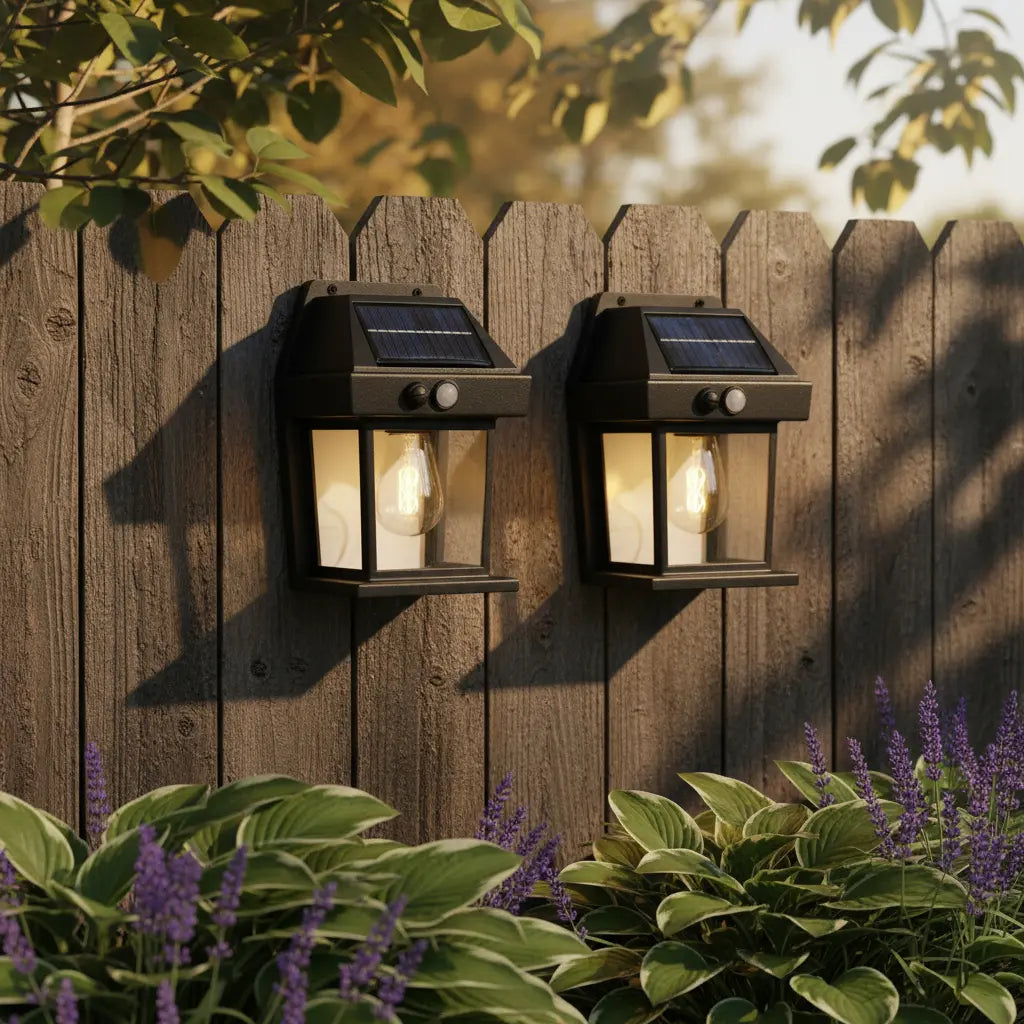 2 Lámparas Solares LED con Sensor de Movimiento | Luz Cálida